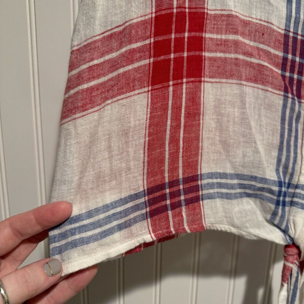 Rails Amelie Linen Plaid Tie Front Top Size Large - image 3